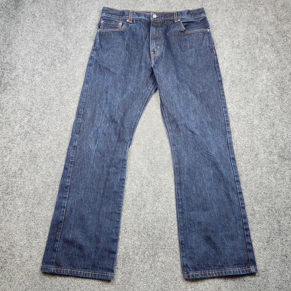 Levis 517 Bootcut Jeans Mens 36x32 Blue Dark Wash Slim Fit Denim Casual